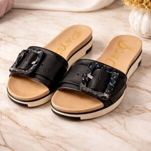 Sam Edelman Ariane Platform Slides Black Buckle Sandals Size 7 W Chic